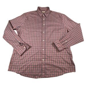 Faherty Brand Mens XXL Gingham Button Down Shirt Red‎ Navy Supima Cotton Stretch